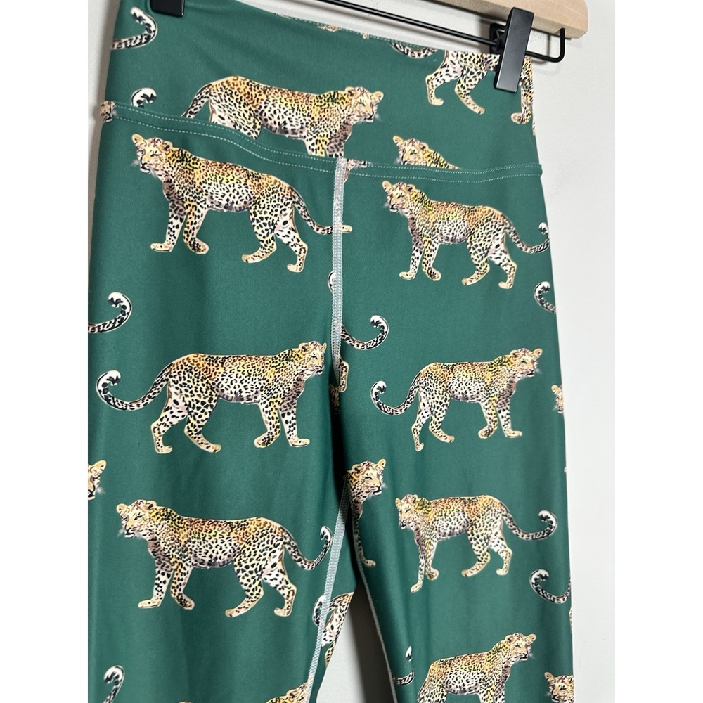 Katie Kime Leopard Print Leggings Forest Green Size XS - Rare EUC - Picture 2 of 5
